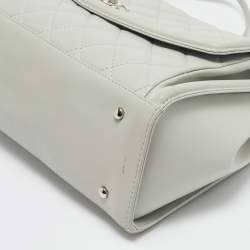 Chanel Light Grey Quilted Leather CC Front Pocket Tote