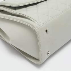 Chanel Light Grey Quilted Leather CC Front Pocket Tote