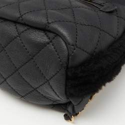 Chanel Black Quilted Leather and Shearling Paris-Hamburg Backpack