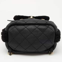 Chanel Black Quilted Leather and Shearling Paris-Hamburg Backpack