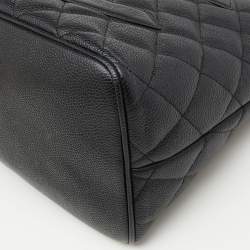 Pre Owned Chanel Black Quilted Caviar Leather Medallion Tote