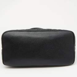 Pre Owned Chanel Black Quilted Caviar Leather Medallion Tote