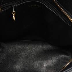 Pre Owned Chanel Black Quilted Caviar Leather Medallion Tote