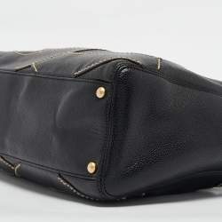 Pre Owned Chanel Black Caviar Leather Surpique CC Hobo
