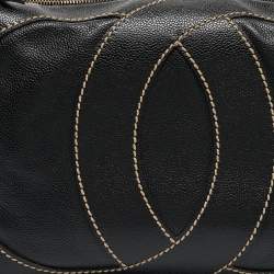 Pre Owned Chanel Black Caviar Leather Surpique CC Hobo