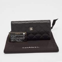 Pre Owned Chanel Black Caviar Leather Classic Continental Wallet