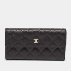 Pre Owned Chanel Black Caviar Leather Classic Continental Wallet