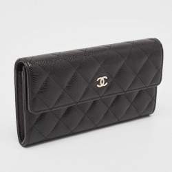 Pre Owned Chanel Black Caviar Leather Classic Continental Wallet