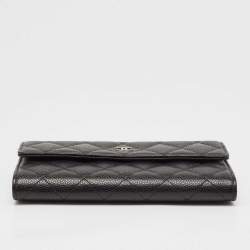 Pre Owned Chanel Black Caviar Leather Classic Continental Wallet