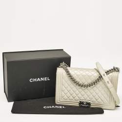 Chanel Grey Quilted Leather New Medium Boy Flap Bag