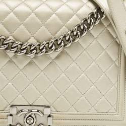 Chanel Grey Quilted Leather New Medium Boy Flap Bag