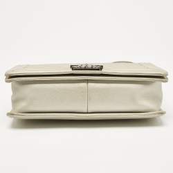 Chanel Grey Quilted Leather New Medium Boy Flap Bag