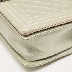 Chanel Grey Quilted Leather New Medium Boy Flap Bag