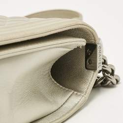 Chanel Grey Quilted Leather New Medium Boy Flap Bag
