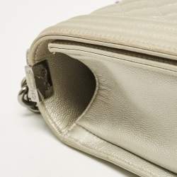 Chanel Grey Quilted Leather New Medium Boy Flap Bag