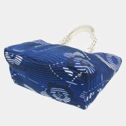 Chanel Cruise Lines Canvas Leather Tote Bag Blue White
