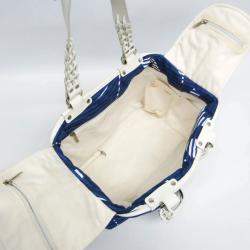 Chanel Cruise Lines Canvas Leather Tote Bag Blue White