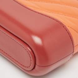 Chanel Orange/Red Quilted Leather Gabrielle Double Zip Chain Clutch