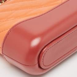 Chanel Orange/Red Quilted Leather Gabrielle Double Zip Chain Clutch