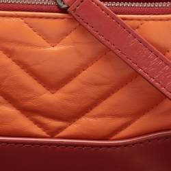 Chanel Orange/Red Quilted Leather Gabrielle Double Zip Chain Clutch