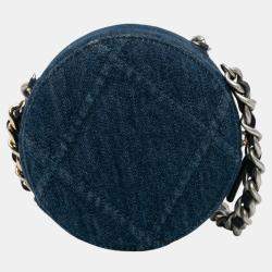 Chanel Blue Denim 19 Round Clutch with Chain