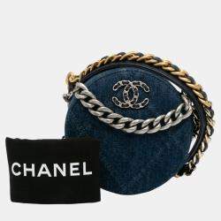 Chanel Blue Denim 19 Round Clutch with Chain