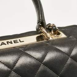 Pre Owned Chanel Black Quilted Leather Large Trendy CC Top Handle Bag