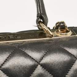 Pre Owned Chanel Black Quilted Leather Large Trendy CC Top Handle Bag