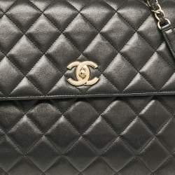 Pre Owned Chanel Black Quilted Leather Large Trendy CC Top Handle Bag