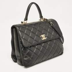 Pre Owned Chanel Black Quilted Leather Large Trendy CC Top Handle Bag