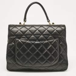 Pre Owned Chanel Black Quilted Leather Large Trendy CC Top Handle Bag