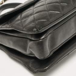 Pre Owned Chanel Black Quilted Leather Large Trendy CC Top Handle Bag