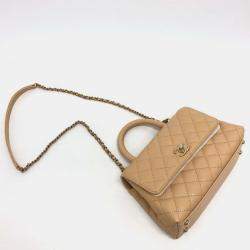 Chanel Beige Caviar Leather  Coco Handle XS Shoulder Bag