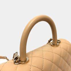 Chanel Beige Caviar Leather  Coco Handle XS Shoulder Bag