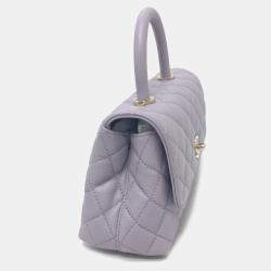 Chanel Purple Caviar Leather  Coco Handle Shoulder Bag