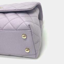 Chanel Purple Caviar Leather  Coco Handle Shoulder Bag