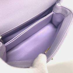 Chanel Purple Caviar Leather  Coco Handle Shoulder Bag