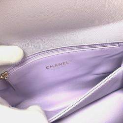 Chanel Purple Caviar Leather  Coco Handle Shoulder Bag