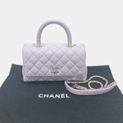 Chanel Purple Caviar Leather  Coco Handle Shoulder Bag