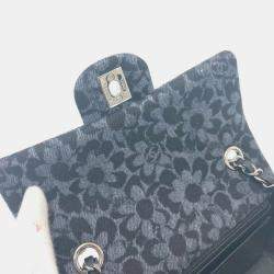 Pre Owned Chanel Black Denim  Camellia Motif Chain Shoulder Bag
