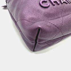 Pre Owned Chanel Purple Chanel 22 Leather Shoulder Bag