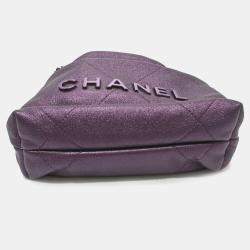 Pre Owned Chanel Purple Chanel 22 Leather Shoulder Bag