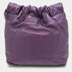 Pre Owned Chanel Purple Chanel 22 Leather Shoulder Bag