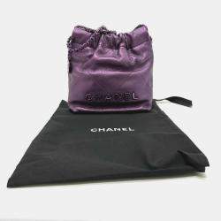 Pre Owned Chanel Purple Chanel 22 Leather Shoulder Bag