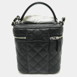 Chanel Black Caviar Leather Quilted Chain Bag