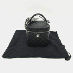 Chanel Black Caviar Leather Quilted Chain Bag
