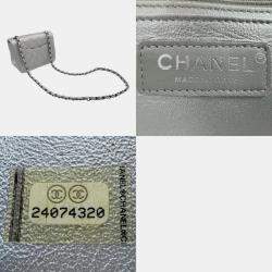 Chanel Silver  Caviar Leather Chain Shoulder Bag