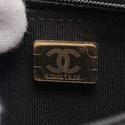 Chanel Black Lambskin Leather Pearl Wallet on Chain