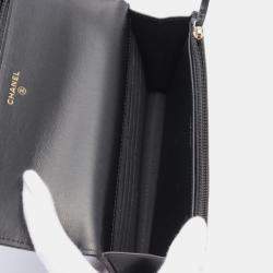 Chanel Black Lambskin Leather Pearl Wallet on Chain