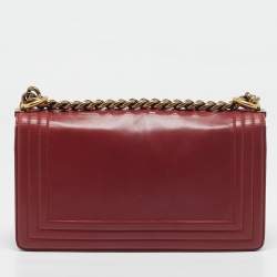 Chanel Red Leather Medium Boy Flap Bag